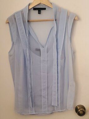 White House Black Market Sleeveless Tie Shell With Cami Ice Blue Women's Size M